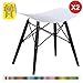 Produktbild 2 x Designer Hocker Fußstütze skandinavisch Beine: Schwarzes Holz Sitz: Weiß Deco Presto DP-DTWB-WH-2P