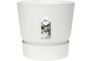 elho Greenville Rund 18 - Blumentopf für Innen und Außen - Selbstbewässerungstopf - 100% recyceltes Plastik - Ø 18.3 x H 17.4 cm - Weiß/Weiss