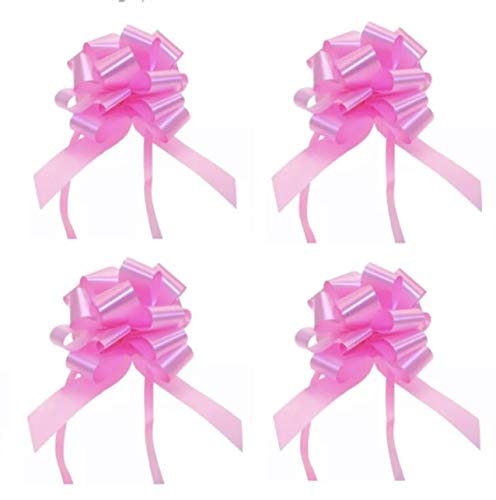 Medium Pink Pull Bows for Cellophane Florist Hamper Wrap (4 Pink Pull Bows)