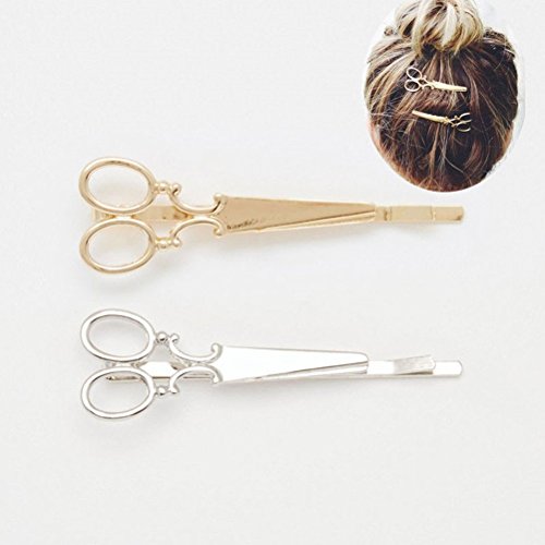 Cuhair(tm) 4pcs (2pc gold 2pc silver) Vintage scissors Design Punk Women Girl Hair Clip Pin Claw Barrettes Accessories