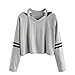 Produktbild Stylische Kurze Damen Pullover CLOOM Rose Stickerei Jumper Sweatshirt Vintage Tops Schicke Bluse V-Ausschnitt Baumwolle Kuschelpullover Baggy Hemd Mädchen UnregelmäßIg Schöne Pullis (S, Sexy Grau)