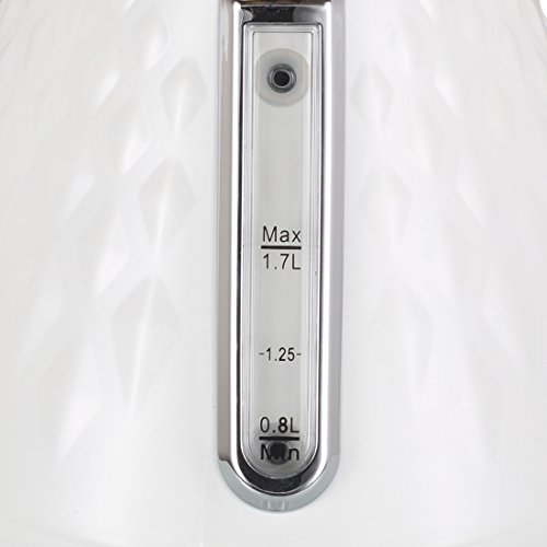 Wasserkocher 1.7 L, 1850-2200 W, Edelstahl Strix Regler Pyramide Diamant Muster KS-1011E (Weiß) - 5