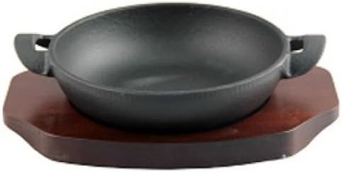 ACME Chef Professional 6"/16cm Cast Iron Balti Serving Dish with wood base