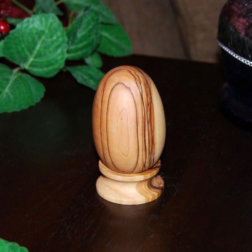 Fair Trade - Hand Carved Olive Wood Egg &amp; Stand