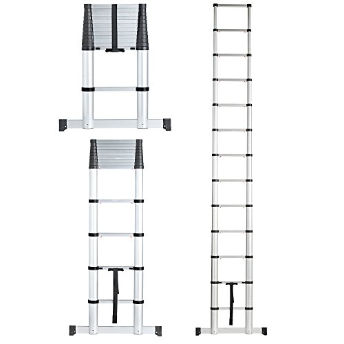VonHaus 3,8 m Soft Close Aluminium Ausziehbare Teleskopleiter – Hochbelastbar
