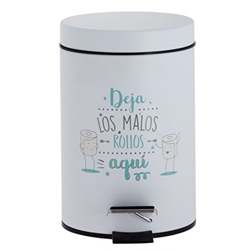 Dcasa - Conjunto papelera 3 litros y escobillero dise o original MALOS ROLLOS Dcasa - Conjunto papelera 3 litros y escobillero dise o original MALOS ROLLOS