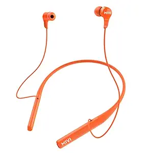 Mivi Collar 2B Wireless Earphones, Bluetooth Earphones with mic, Fast Charging, Powerful Bass, HD Sound and Made in India Neckband - Orange