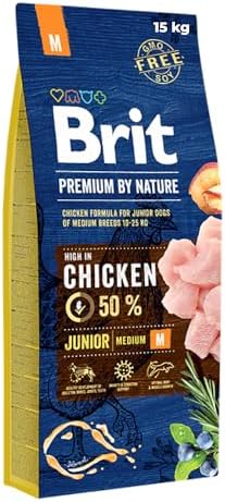 Brit Premium Junior M - Cibo secco per cuccioli di taglia media, 15 kg
