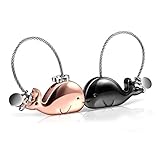 Foonii 1 Paire de Couple Porte-clés, Magnétique Détachable Keychain Baisers Baleine Couple Clés Anneaux en Alliage, pour mâle et Femelle Valentin idée Cadeau (Noir et Rose Or)