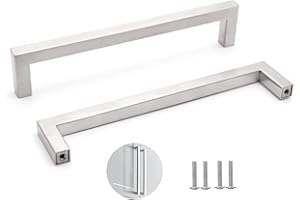 SYDARSYN 2 Piezas Cuadrado Tiradores para Muebles, Tirador para Cajón, Armario, Mueble de Cocina, Baño, Dormitorio y Oficina, 320mm, Plata
