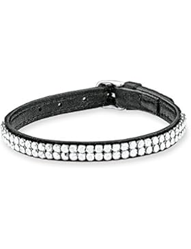 s. Oliver Damen-Armband Lederarmband Swarovski Elements Edelstahl Kristall Rundschliff 21 cm