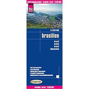 Brasil, mapa de carreteras impermeable. Escala 1:3.850.000. Reise Know-How. (1385m)