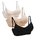 Coffeepop Women's 3pcs Solid Comfort Seamless Nursing Bralette Bra