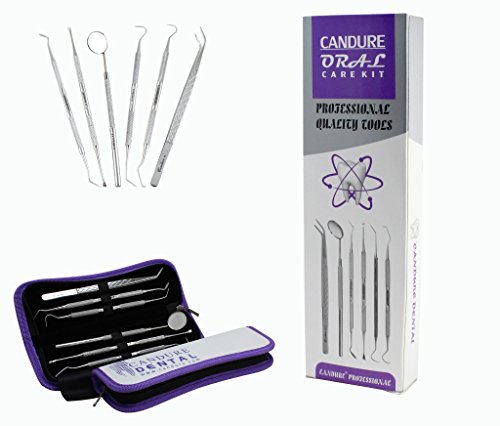 CANDURE® – 6er Dental Set Zahnreinigung Sonde – Rostfreier – zahnpflege zahnstein – Zahnmedizinischer Scaler – Dental Scaler – Zahnpflege Edelstahl Instrument Zahnkratzer hochwertige Profiqualität von CANDURE lebenslange Garantie - 5