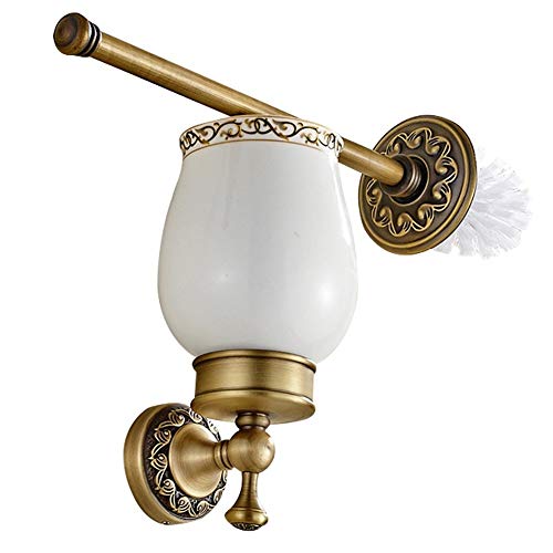 Preisvergleich Produktbild Messing Toilettenbürstenhalter Mit Bürste Keramiktasse Europäischen Antiken Retro Wandhalterung Toilettenständer Für Clubhaus Hotel Familie Verwenden