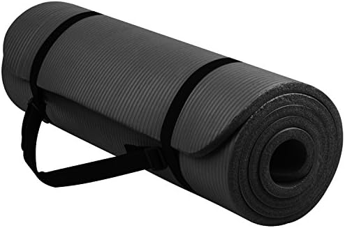 Kingdom GB™ Large Padded NBR Foam Yoga Mat With Carry Handle for Exercise/Pilates/Gym - Green/Black/Pink/Blue/Purple (Black)