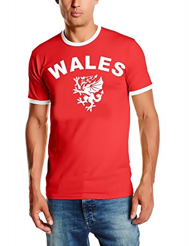 EM 2016 WALES Fußball T-SHIRT TRIKOT mit Deinem NAMEN + NUMMER ! HERI Ringer Rot Gr.XL