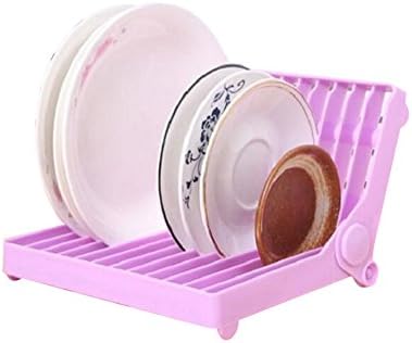 Bluelans® 12 Collapsible Plastic Dish Rack Drain Frame Folding Drop Foldable Dish Plate Drying Rack Organizer Drainer Plastic Storage Holder Kitchen Plastic Storage Holder (Purple)