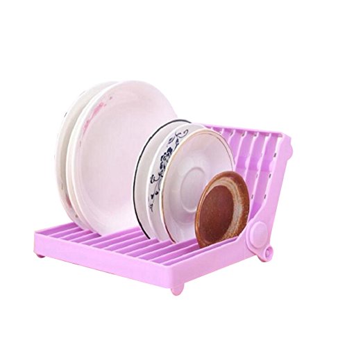 Bluelans® 12 Collapsible Plastic Dish Rack Drain Frame Folding Drop Foldable Dish Plate Drying Rack Organizer Drainer Plastic Storage Holder Kitchen Plastic Storage Holder (Purple)
