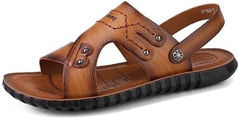 Men Leather Fisherman Sandles Summer Sport Outdoor Walking Beach Slipper, 002, UK 9/EU 43