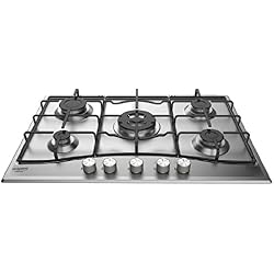 Hotpoint PCN 752 T/IX/HA Noir, Acier inoxydable Intégré Gaz - Plaques (Noir, Acier inoxydable, Intégré, Gaz, Acier inoxydable, 1000 W, 5,5 cm)