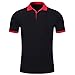 Produktbild DAY.LIN T Shirts Männer Herren Sommer Männer Kurzarm Comfy Solid Polo Schmaler Knopf Bluse T-Shirt Top (Schwarz, EU2XL/3XL)