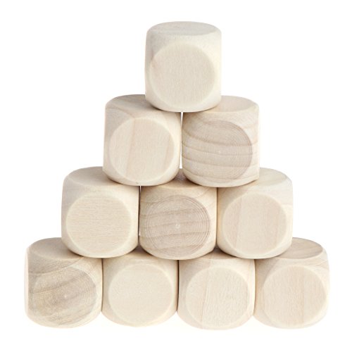 Preisvergleich Produktbild Manyo 10pcs DIY Sechsseitig Leere Holz Würfel. (18mm)