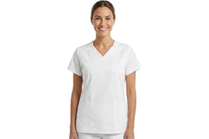 B-well ANGELICA Casaca de enfermería para mujer, túnica médica con cuello en V, bolsillos funcionales, transpirable y fácil de limpiar, ropa de trabajo para clínica y práctica