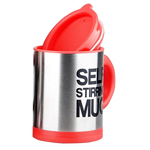 Kaffee Mischbecher - TOOGOO(R) "Self Stirring Mug" Edelstahl Elektrische Faule Selbstmischender Kaffee Tee Mischbecher im Buero ode zu Hause Rot 300 ml
