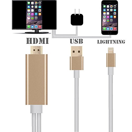 1080P 8 Pin zu HDMI Konverter Adapter MHL zu HDMI Kabel HDTV Adapter USB-Kabel für iPhone 5 6 6S 7 Plus (Gold) - 2
