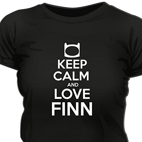 Creepyshirt - KEEP CALM AND LOVE FINN - ADVENTURE TIME INSPIRED WOMAN T-SHIRT - XXL