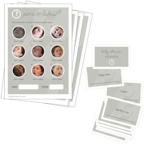 Baby Shower Games Duo Set: Baby Shower Charades and Porn of Labour Game