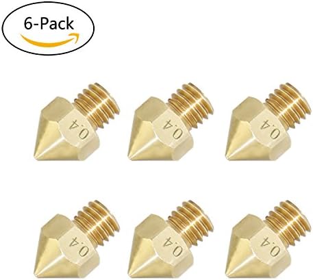 6Pcs Pack 3D Printer Extruders 0.4mm Nozzle 3D Printer Extruder Print Head for MK8 Makerbot 1.75mm (6 Pack)
