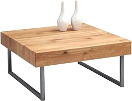 HomeTrends4You 266222 Table basse en ch&ecirc;ne massif huil&eacute; 75 x 35 x 75 cm