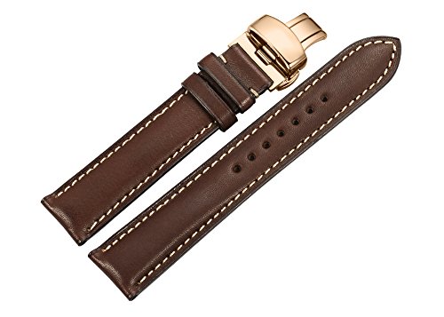 iStrap 22mm Leder Uhrenarmband Armband Uhrband mit Rose Gold Faltschliee Ersatzarmband fr Uhren Dunkel Braun iStrap 22mm Leder Uhrenarmband Armband Uhrband mit Rose Gold Faltschliee Ersatzarmband fr Uhren Dunkel Braun