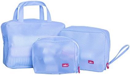 3 Pack Waterproof Cosmetic Makeup Bags Portable Travel Toiletry Wash Bag Set Kit for Men and Women Travel Business Bathroom, Blue