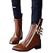 Produktbild TianWlio Stiefel Frauen Herbst Winter Schuhe Stiefeletten Boots Mode Erwachsene Retro Zip Metall Leder Stiefeletten Runde Kappe Freizeit Schuhe Braun 41