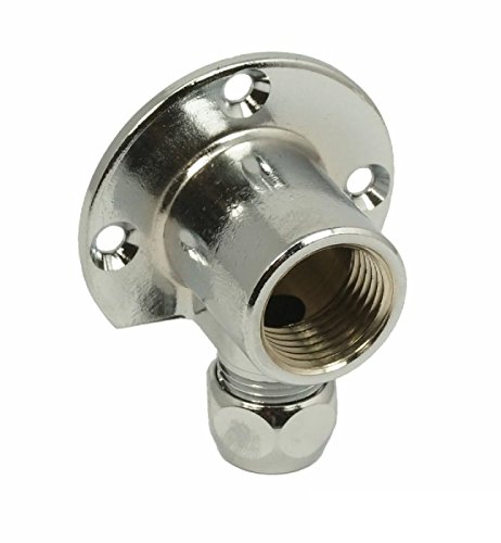 tecuro Wandscheibe Deckenwinkel Wandanschluss für Ventil 1/2" x Quetschverschraubung Ø 10 mm/3/8 Zoll - messing verchromt