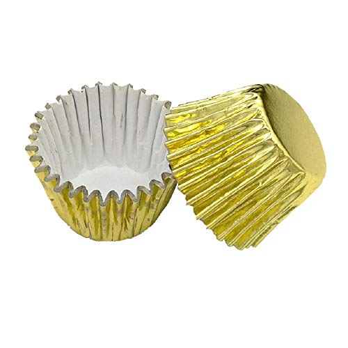 Sugar and Cakes 200 - Stampo da Forno per Muffin e Cupcake, Rivestito in Carta, Colore: Oro