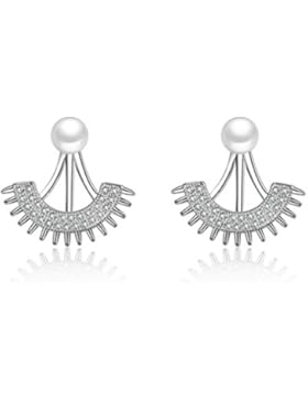 Front-Back-Ohrringe Damen mädchen 925er Sterling Sliber mit Bling-Zirkonia et Perlen Edel Sonne Blumen Ohrstecker