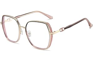 AOOLIA Blaulichtfilter Brille für Damen Herren Metal Frame Anti-Blaulicht Brillen Computer Gaming Ohne Stärke Brille