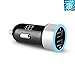 Price comparison product image AEL® Blue Glow Car Charger , Black Silver [Dual Port] USB Car Charger 2.4A Output Compatible with -iPhone 7/7 Plus/6s/6s Plus, Galaxy S7/S7 Edge/S6,Galaxy Note 5/4, Nexus 5x/6P,LG G5 and More