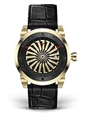 Zinvo Blade Onyx Turbine Automatik Miyota Edelstahl 316L IP Gold Schwarz Datum Leder Sapphire Herren Uhr