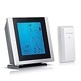 barometro digital caracteristicas Dimensiones: Unidad principal: 12,2 x 12,6 x 5,5 cm (alto x ancho x fondo) / Unidad de sensor: 3,3 x 5 x 9,7 cm (alto x fondo x fondo) | Peso: 217 g (estación), 65 g (sensor), 355 g (total) | Color: negro plateado | Suministro: estación meteorológica inalámbrica Brandson con higrómetro/barómetro/alarma + sensor externo + instrucciones de funcionamiento (GER, ENG)