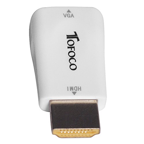 TOFOCO 1080p HDMI Stecker auf VGA Buchse Adapter Converter für PC, Laptop, DVD, Desktop, Ultrabook, Notebook, Intel Nuc, Macbook Pro, Chromebook, Appletv, Roku Streaming Media Player, Kabel Box, TVBOX oder anderen HDMI Eingang Geräte Weiß - 2