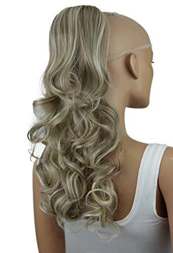 PRETTYSHOP di estensioni dei capelli parrucca coda di cavallo fibre sintetiche ingombranti eresistente al calore 55cm miscela marrone chiaro/biondo chiaro # 18TH613A PH35