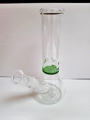 Glass Bouncer Bong with Green Perc (H:21cm, Honeycomb Perc x 1, Ice Notches, WT:5mm SG:14.5mm)(Z153G)
