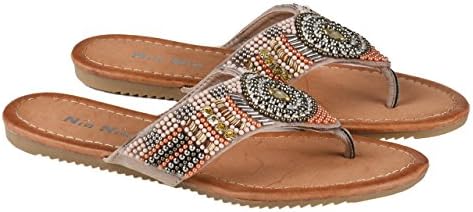 Comfortable Sandals with Rhinestone Details in Oriental-Style, Color:camel;schuhgrößen:40