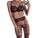 Produktbild CICIYONER Damen Nachtwäsche Mode Frauen Sexy Plus Size BH Wimpern Dessous Set Mit Strumpf M-3XL