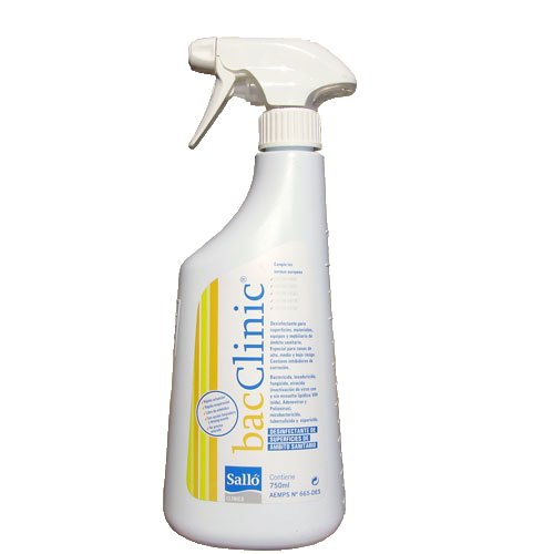 BacClinic: desinfectante clínico multisuperficie - Zonas de alto, medio y bajo riesgo - Sin aclarado - Spray 750mL